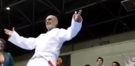BJJ Red Belt Fabio Behring Promoted to a White Belt with Red Bar
