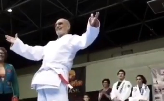 BJJ Red Belt Fabio Behring Promoted to a White Belt with Red Bar