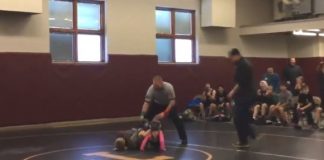 Little Boy Runs Out To Protect His Sister in a Wrestling Match