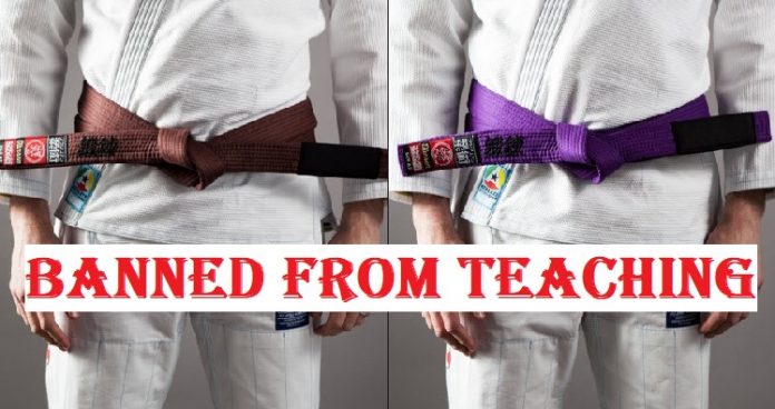 purple belt brown belt banned from teaching