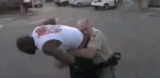 Police Officer uses Jiu-Jitsu to subdue a larger suspect