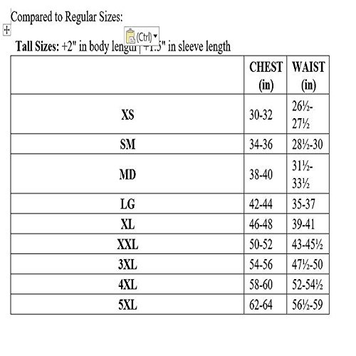 Rashguard Size Chart