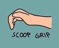 monkey grip, scoop grip