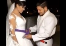 VIDEO: She Married Her BJJ Instructor & Got Promoted at the Wedding Couple getting married, she got promoted to a purple belt