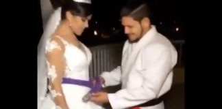 Couple getting married, she got promoted to a purple belt