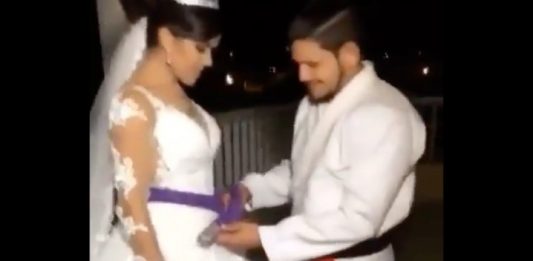 Couple getting married, she got promoted to a purple belt