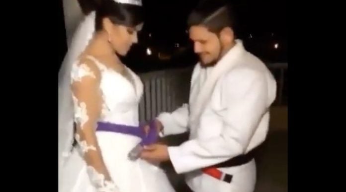 Couple getting married, she got promoted to a purple belt