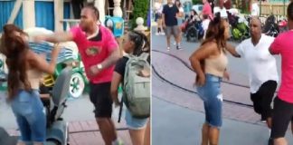 An Awful Brawl with Men vs Women Fights At Disneyland Ends With A Choke