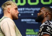 (VIDEO) Jake Paul and Tyron Woodley Staredown, the Teams Almost Got Into a Fight Tyron Woodley Jake Paul staredown