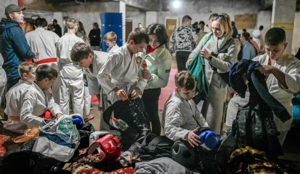 Nuclear bunker kids martial arts tournament in Ukraine