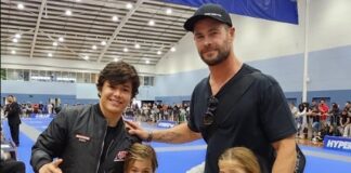 Chris Hemsworth kids at first BJJ tournamt