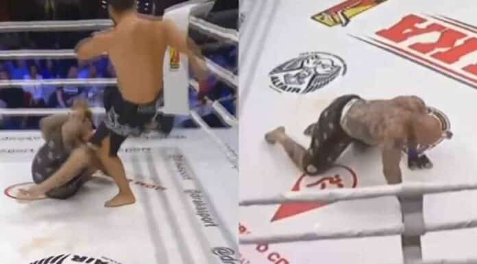 Jeff Monson Knocked Out With An Illegal Blow! Stretchered Out Of The Ring!