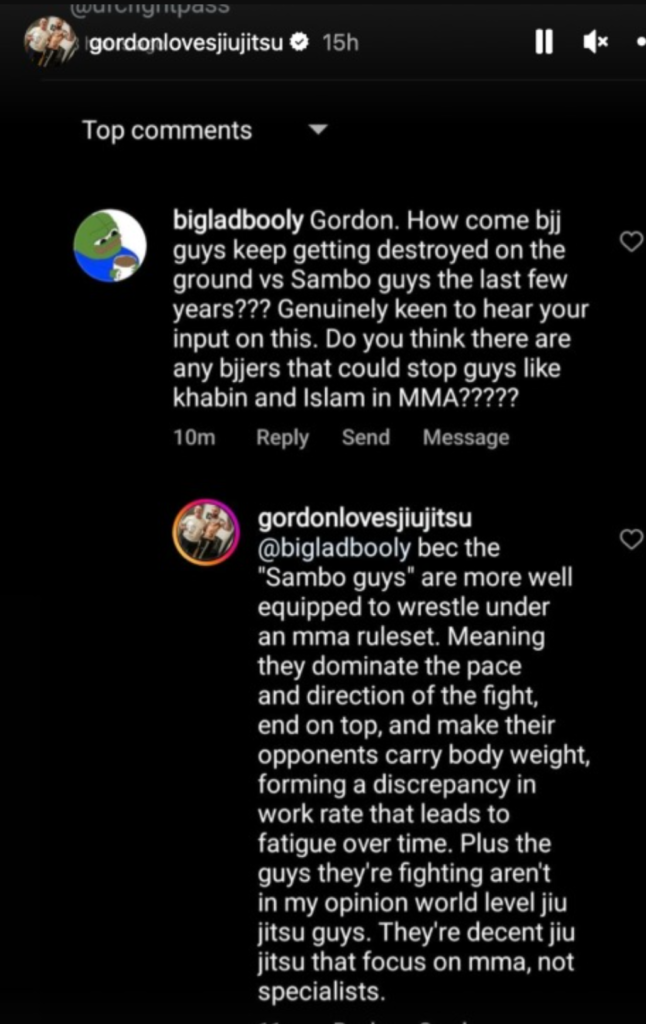 Sambo is better than BJJ for MMA explains Gordon Ryan