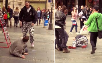 An Incredible Fight between Beggar and BodyBuilder Shocks Belgrade