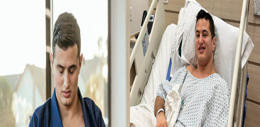 Caio Terra, Brazilian Jiu-Jitsu legend, recovering from hip surgery following a car accident in 2021.