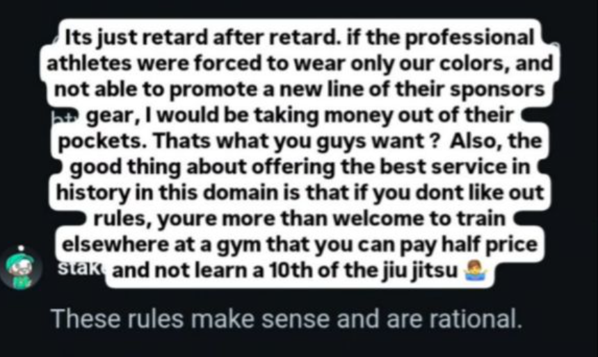 Gordon Ryan Academy Dress Code responses