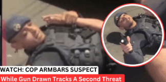 WATCH: Cop Holds Suspect In Armbar, Draws Gun at Surrounding Crowd