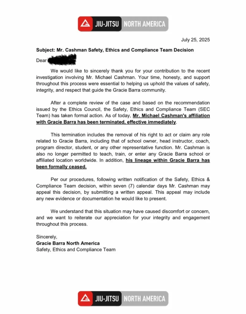 Gracie Barra Kicks Out Black Belt Michael Cashman For Fraud