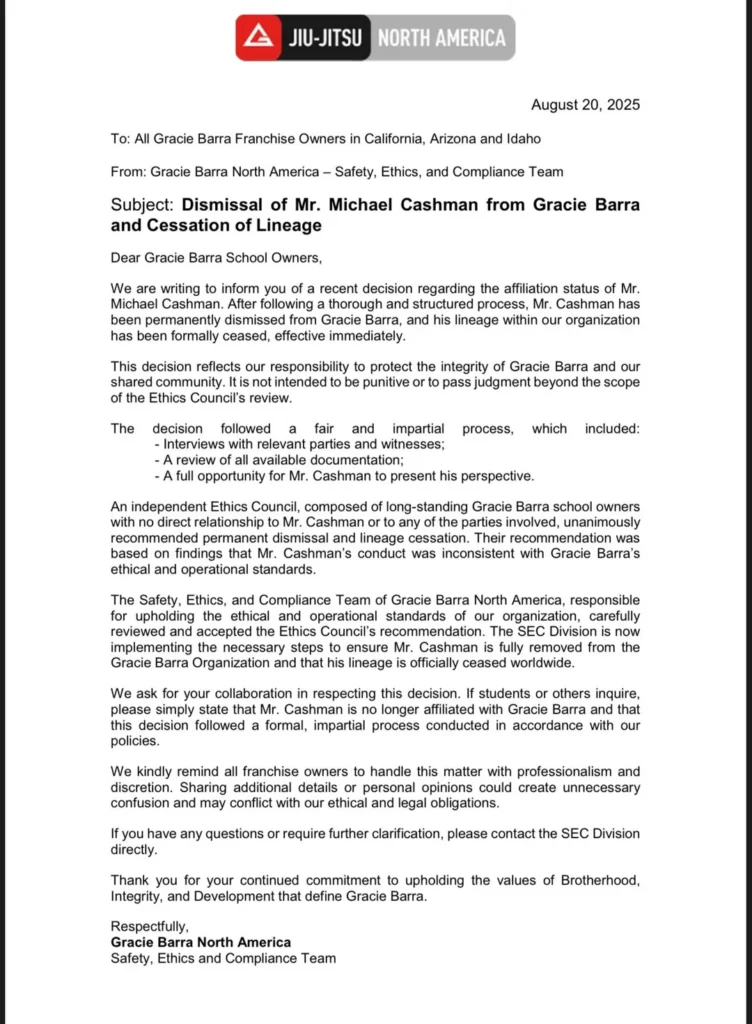 Gracie Barra Kicks Out Black Belt And Cuts His Lineage