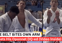 BJJ White Belt Bites Own Arm To Steal 7–0 Match