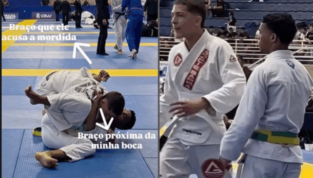 BJJ White Belt Bites Own Arm To Get Opponent DQ’d At Sul Americano